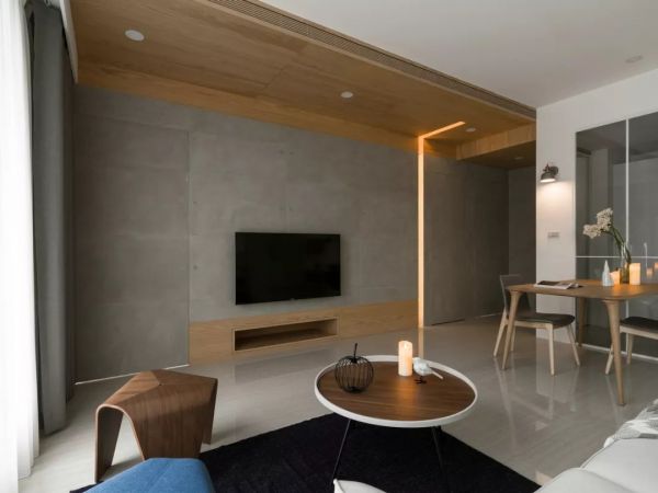 76平的现代风小户型二居室，卧室粉橙色背景墙