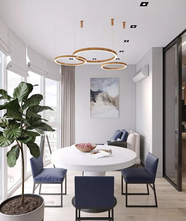 120㎡现代轻奢风公寓设计，蓝粉金的完美结合