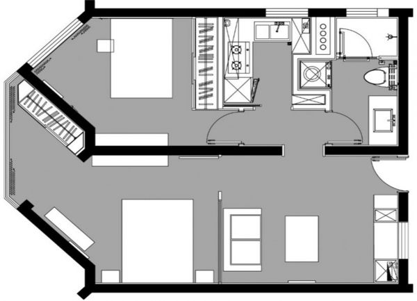 现代风76平米二居室装修设计