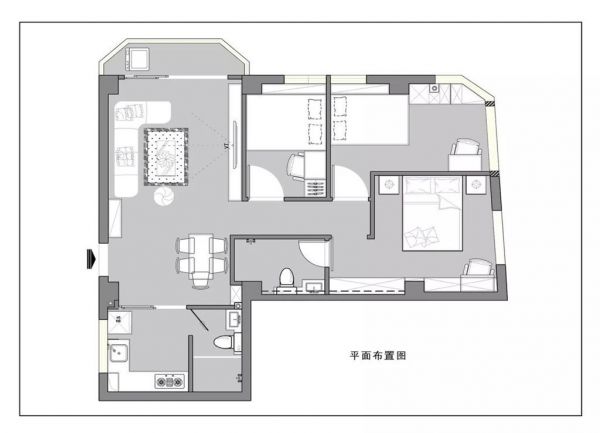 78平米的现代风小户型三居室案例