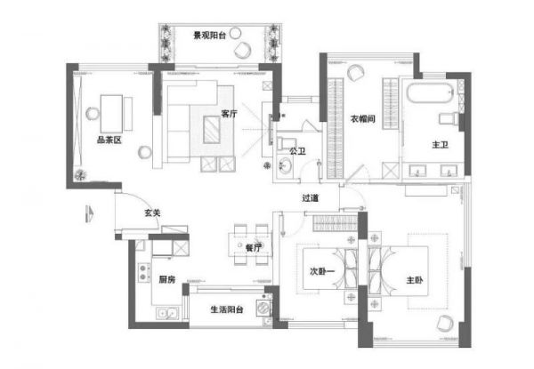 116平米现代三居装修案例