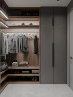 86两室一厅高级灰设计，木饰面做背景真显格调
