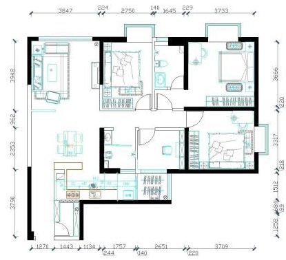 131平米现代四居室装修案例