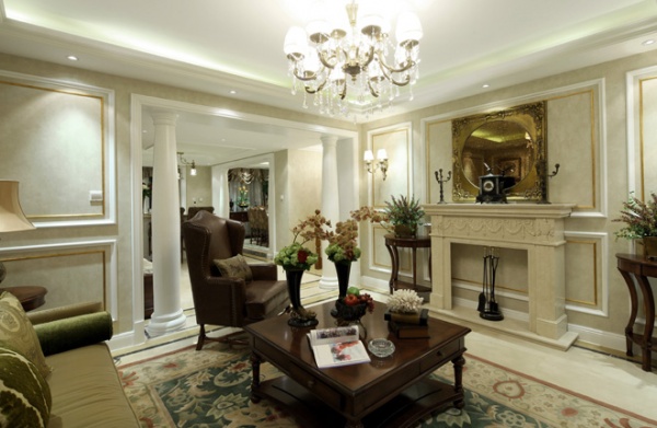 美式风格装修，美式风格案例，古典风格装修，跃层装修，复式装修，客厅设计