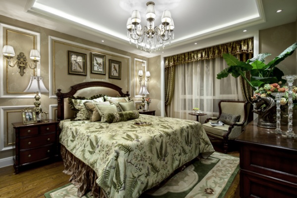 美式风格装修，美式风格案例，古典风格装修，跃层装修，复式装修，卧室设计
