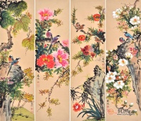 客厅中堂画 花鸟画四条屏打造家居时尚生活