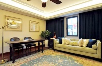 精装修改造客厅书房一体 美式家具搭配让家美美哒