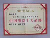 特地陶瓷再获“中国陶瓷十大品牌”