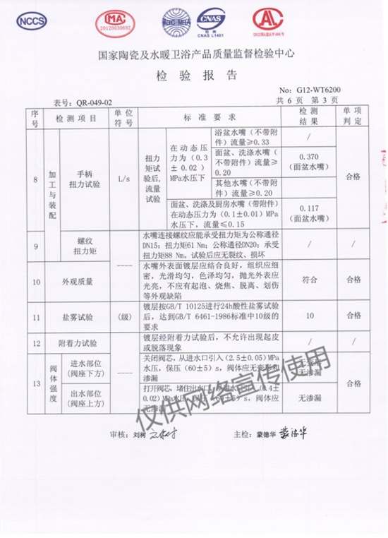 用水更安全 箭牌卫浴A1106C水龙头质检合格