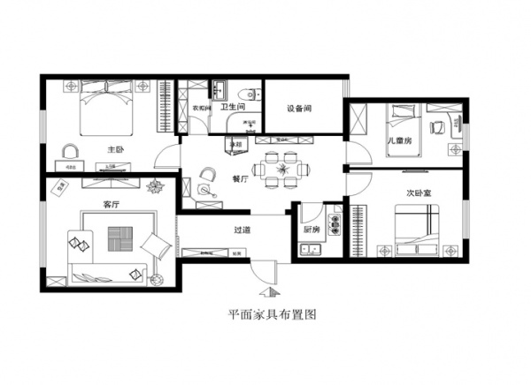 房山401所-三居室-105.00平米-装修设计