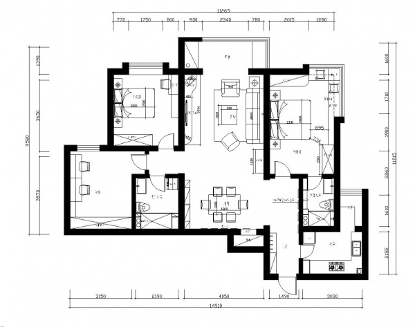 君安家园-三居室-130.00平米-装修设计
