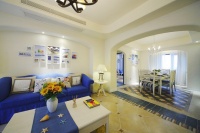 110平米三居演绎田园地中海的蓝天碧水度假之屋