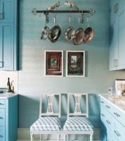 涂料壁纸全面出击 呈现蓝色系厨房