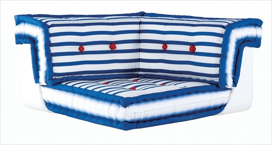 Roche Bobois罗奇堡 可拼组蓝白条纹低姿沙发