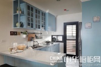 时尚温馨两不误的美式家 灰蓝色橱柜清新灵动