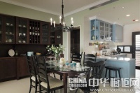 时尚温馨两不误的美式家 灰蓝色橱柜清新灵动