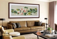 家居装饰画九鱼图 金鱼戏水 九鱼聚财