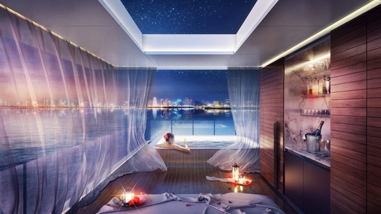 迪拜开发商打造漂浮别墅三层海中豪宅“漂浮海马”
