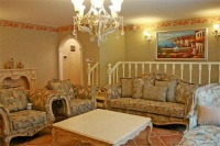 欧式田园挑高客厅吊灯效果图