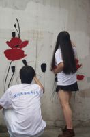 我敢承诺！你，敢吗？——大学生街道防毒创意墙绘