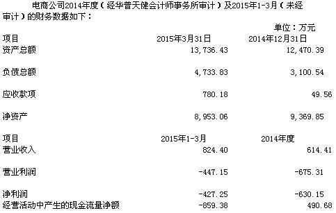 电商公司2014年度及2015年1-3月财务数据
