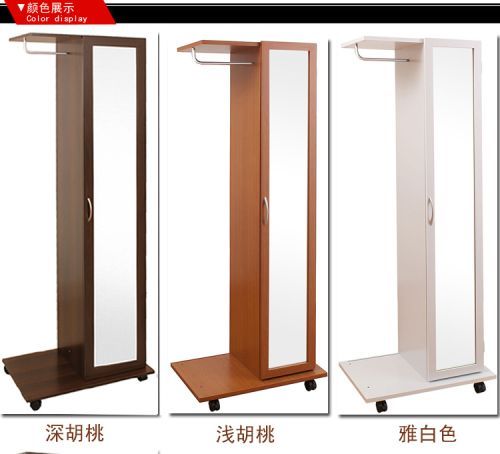 这款穿衣镜不止多了轮子，镜子背后还有储物小柜。