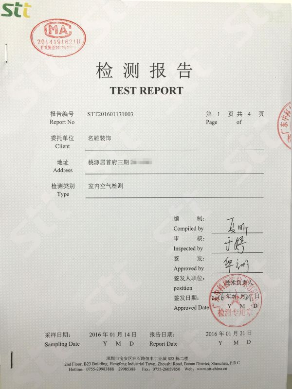   环保检测报告示意图