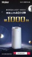 上市40分钟销量破1000台 海尔除醛净化器星空新品天猫大爆