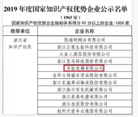 韦伯电梯入选「2019年国家知识产权优势企业」