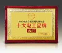 家的开关被评为2019年度中国照明灯饰行业“十大电工品牌”！