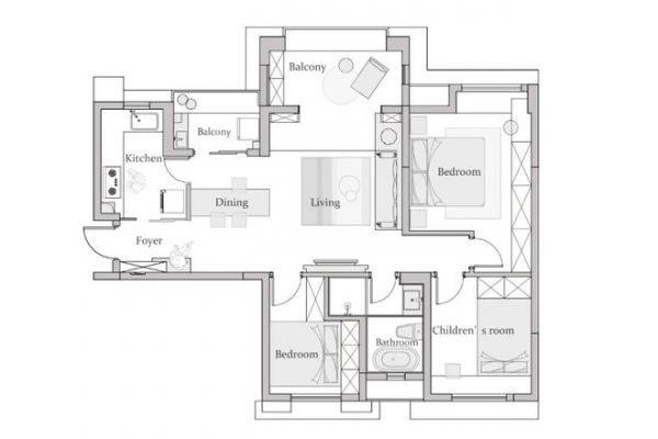 96㎡三室两厅大改造 双动线设计打造化繁为简的家
