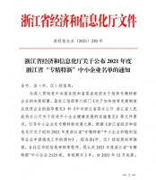 千年舟集团被认定为2021年度浙江省「专精特新」中小企业