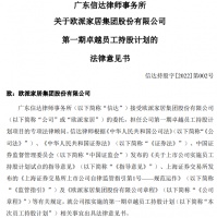 定制快讯|广东信达律师事务所发布关于欧派家居第一期卓越员工持股计划的法律意见书