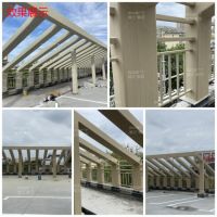 木纹漆施工案例|上海市浦东新区中建八局廊架木纹漆效果展示