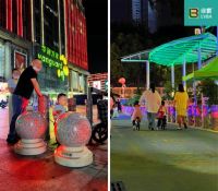 绿霸发光防撞球柱|深圳龙华华润万家百货超市