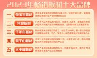 伟业板材入选2023年畅销板材十大品牌