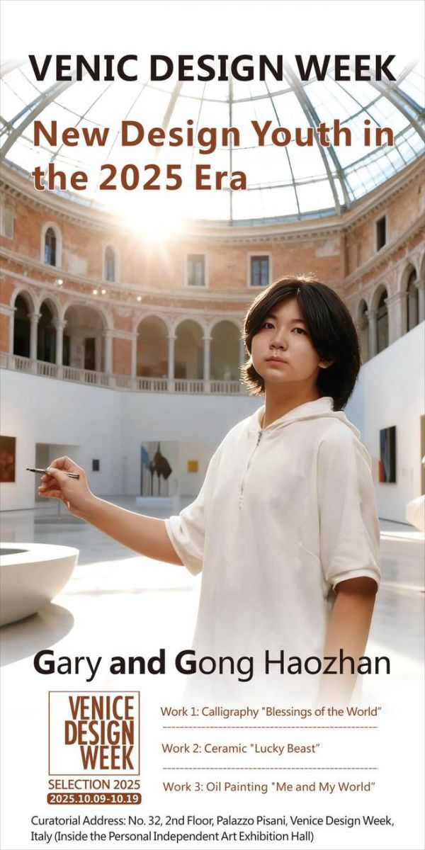 威尼斯设计周迎来最小艺术家： 14岁中国少年Gary宫浩展个人展成功举办
