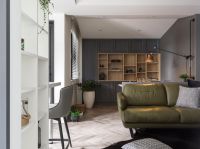 成都小公寓装修效果图 很有质感,色彩很平和漂亮,墨绿色忒出彩