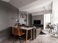 成都小公寓装修效果图 很有质感,色彩很平和漂亮,墨绿色忒出彩